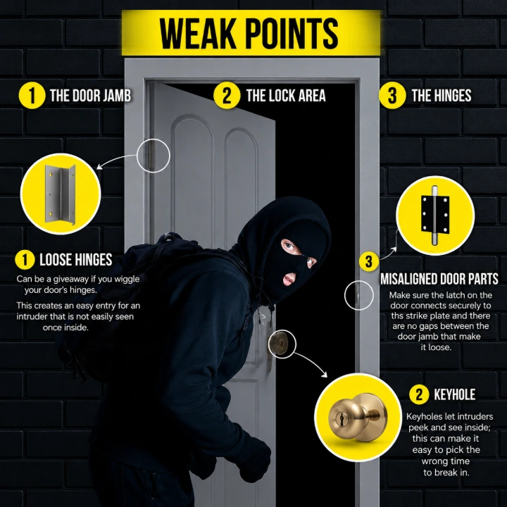 Weakest parts of a door